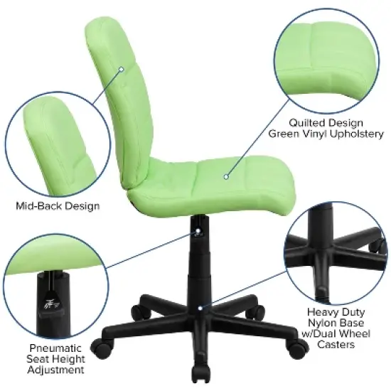 Flash Furniture Mid-Back Quilted Vinyl Swivel Task Office Chair image {2}