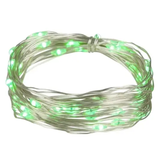 Northlight 50-Count Micro Fairy Christmas Lights - 16ft - Green LED - Copper Wire image {1}