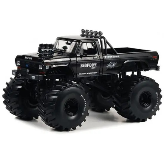 1974 Ford F-250 Monster Truck with 66-Inch Tires Black Bandit Edition "Bigfoot #1" 1/18 Diecast Model Car by Greenlight image {1}