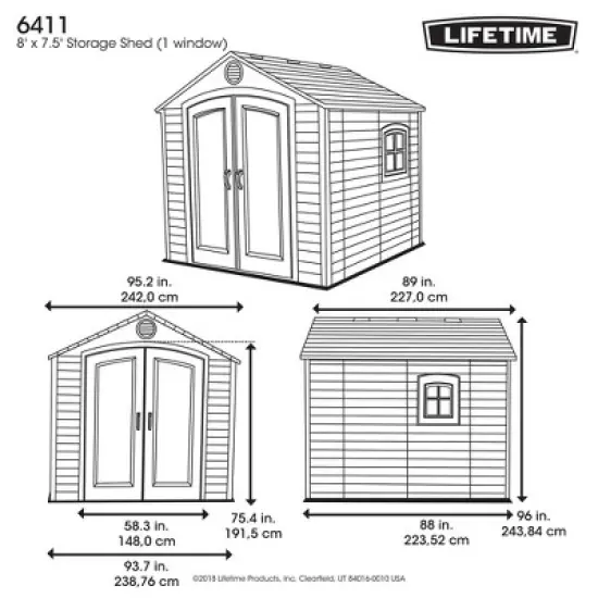 Lifetime 8 ft. x 7.5 ft. Outdoor Storage Shed (6411) image {5}