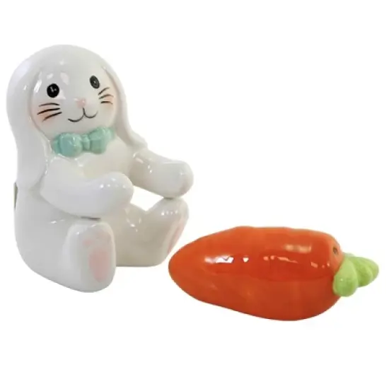 Tabletop 3.0 Inch Bunny And Carrot Salt & Pepper , Easter Set Rabbit (2PC) image {3}