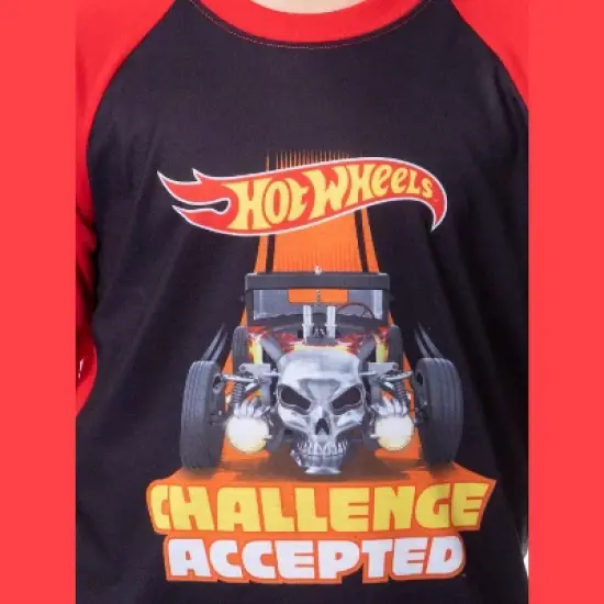 Hot Wheels Cars Boys' Challenge Accepted Raglan Sleep Pajama Set Black image {3}