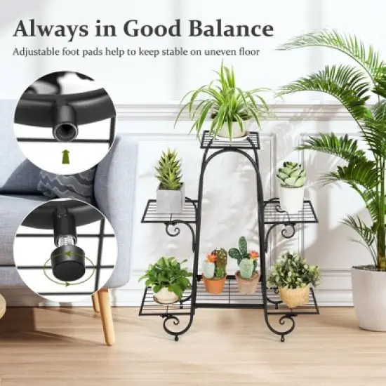 Costway 6 Tier Flower Pot Holder Metal Vertical Shelves Corner Plants Display Rack image {6}