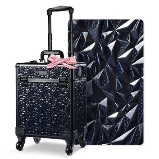 Byootique Rolling Makeup Train Case Cosmetic Trolley Organizer Mermaid Black image {9}