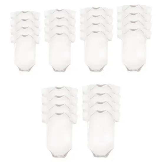 Luvable Friends Cotton Bodysuits 24pk, White, 0-24 Months image {1}