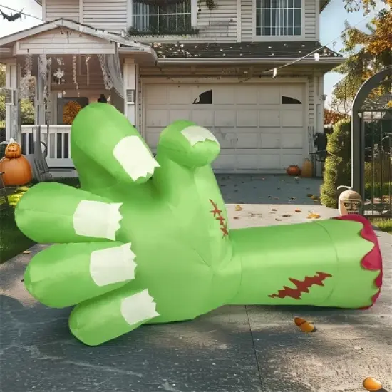 Joyfy 9 FT Long Halloween Inflatables Outdoor Decoration, Giant Zombie Arm Inflatable with Built-in LEDs for Halloween Yard Lawn Garden Decoration image {11}