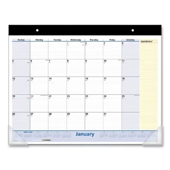 QuickNotes Desk Pad, 22 x 17, White/Blue/Yellow Sheets, Black Binding, Clear Corners, 13-Month: Jan 2026 to Jan 2027 image {4}