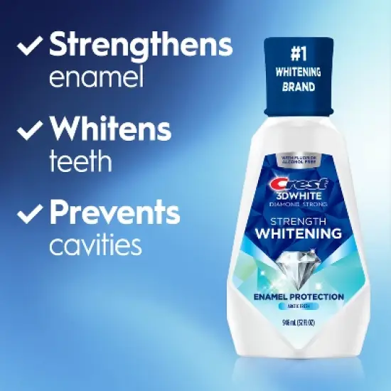 Crest 3D White Strength Whitening Mouthwash - Alcohol Free - Contains Fluoride - Arctic Fresh - 946ml image {3}