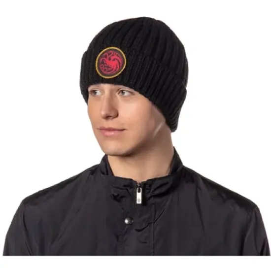 Game Of Thrones: House Of The Dragon Beanie Targaryen Yarn Knit Beanie Hat Cap Black image {2}