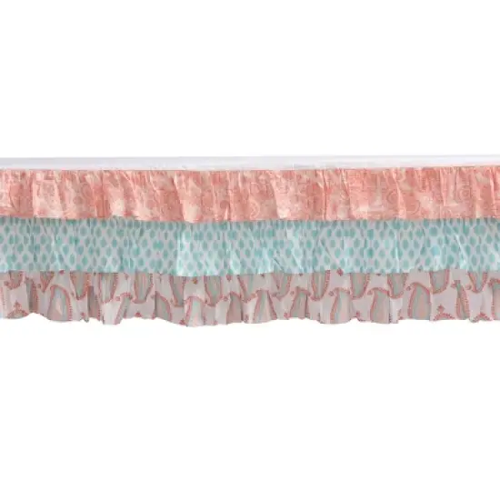 Bacati - Paisley Sophia Coral Aqua 3 pc Crib Bedding Set image {5}