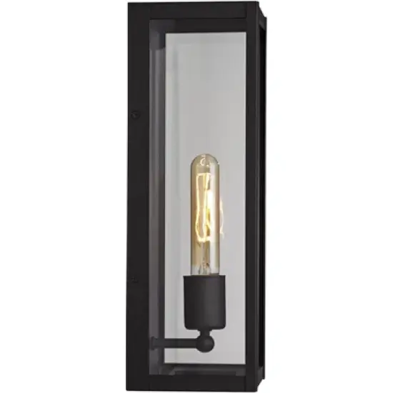 John Timberland Modern Industrial Outdoor Wall Light Fixture Sand Black 14 1/4" Clear Glass for Exterior House Porch Patio Outside image {6}