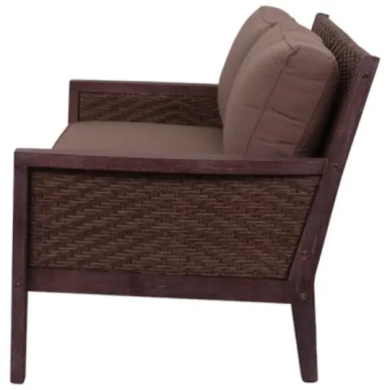 Courtyard Casual Buena Vista II Loveseat Stained Eucalyptus Wood KD  Sunbrella Fabric image {8}