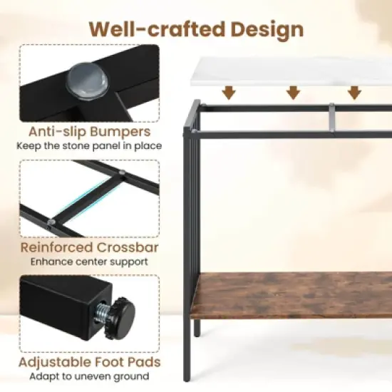 Costway 36" Console Table with Sintered Stone Tabletop & Open Shelf for Living Room image {6}