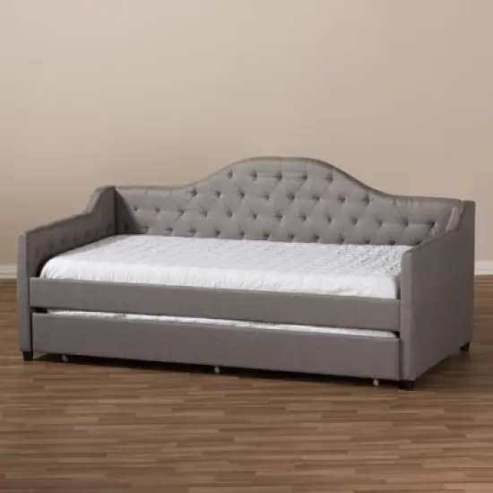 Twin Perry Modern and Contemporary Fabric Daybed with Trundle Light Gray - Baxton Studio image {10}
