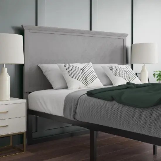 Emma and Oliver Herring Bone Wooden Adjustable Headboard Only image {1}