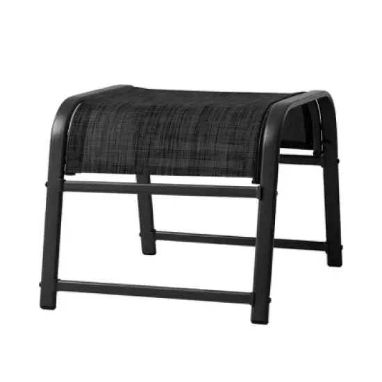 Hyleory 2-Pack Outdoor Teslin Fabric Footstools with Iron Frame - Waterproof Stackable Ottoman Set for Patio Garden and Poolside image {13}