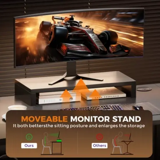 GTRACING 55 Inch Gaming Desk with LED Lights & Power Outlet, Computer Gamer Desk with Monitor Stand, Headphone Hook & Mouse Pad image {7}