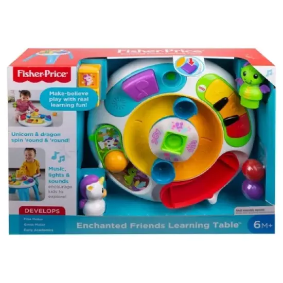 Fisher-Price Enchanted Friends Learning Table Musical Play Center for Baby, Dragon & Unicorn Toys image {6}