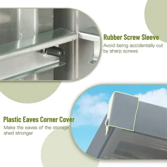 CLIHOME 5x3Ft Outdoor Storage Shed,with Sloping Roof Galvanized Steel Frame Backyard Tool Storage Room image {1}