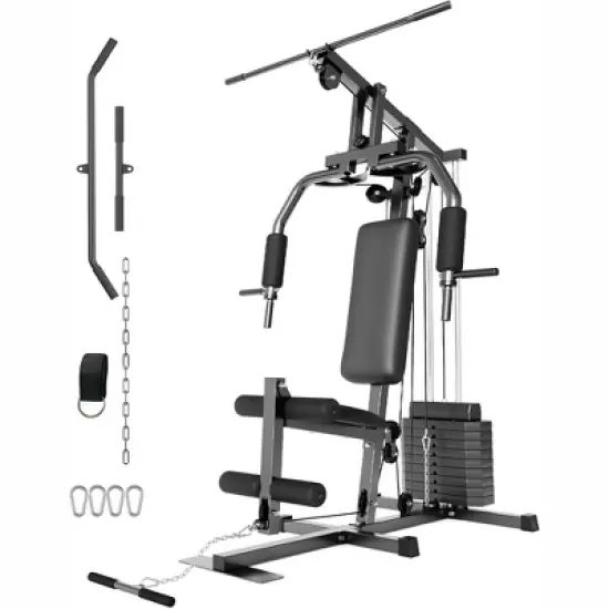 Home Gym, Exercise Equipment - 100LBS Weight Stack Multifunctional Machine with Pulley System for Full Body Strength Training image {7}