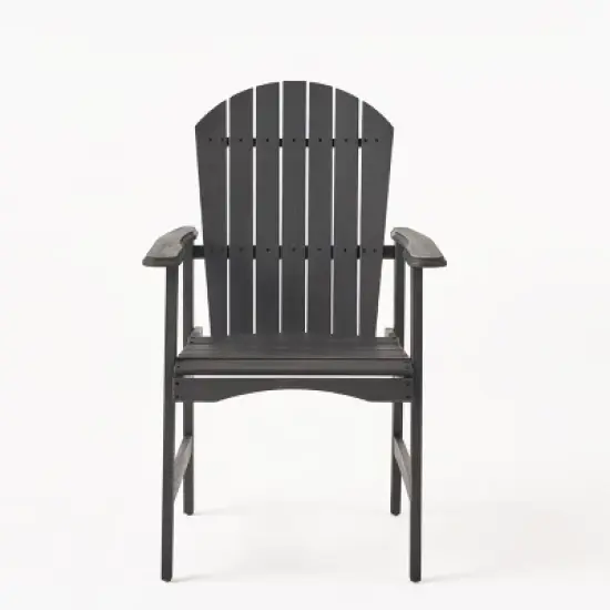 MOEPISY Set of 2 Outdoor Weather Resistant Acacia Wood Adirondack Dining Chairs Dark Gray image {5}