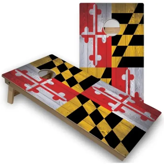 Skip's Garage Maryland Flag Cornhole Board Set, Includes 2 Boards, 8 Bags image {5}