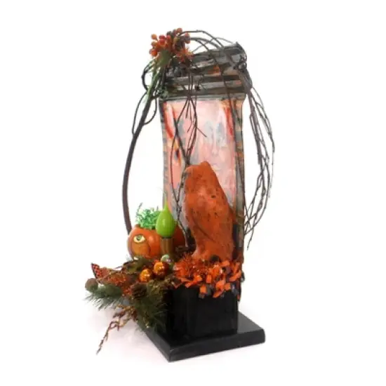 Halloween 17.5 Inch Moon And Owl Electric Figurine Halloween Figurine , Lighted Halloween Decor Lighted Pumpkin Grapevine (1PC) image {3}