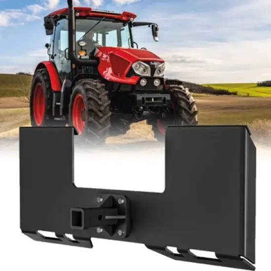 3/8" Skid Steer Attachment Plate with Removable Hitch Receiver, Heavy Duty Thick Skid Steer Mount Plate, Universal Quick Attach Plate image {7}