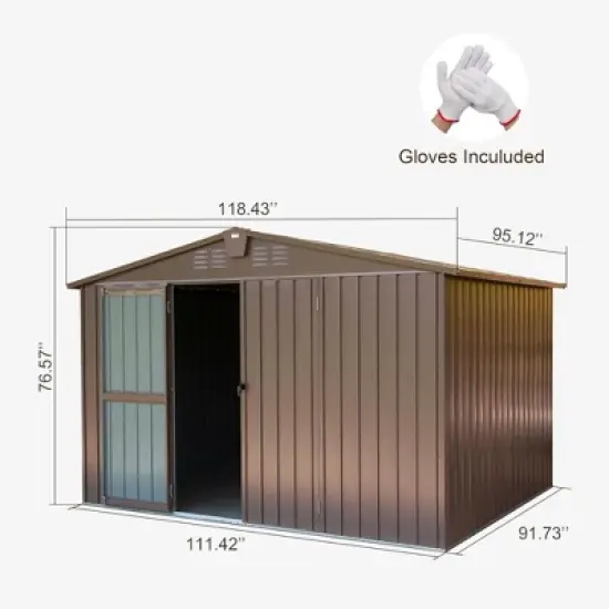 NicBex Durable Metal Storage Shed with Lockable Door Weatherproof Galvanized Steel Garden Shed for Backyard, Lawn, Patio image {4}