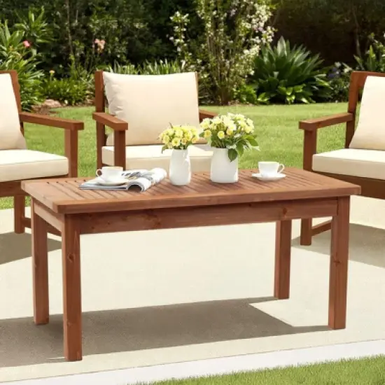 Karl Home Patio Dark Brown Wood Table image {6}
