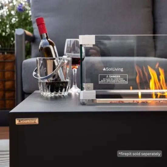 Sol Living Fire Pit Table Tempered Glass Heavy Duty Firepit Accessory Wind Screen, Clear image {3}