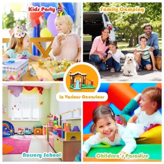 Costway Inflatable Bouncer Snow House Jump ClimbingSlide Ball Pit w/ tunnel & Blower image {5}