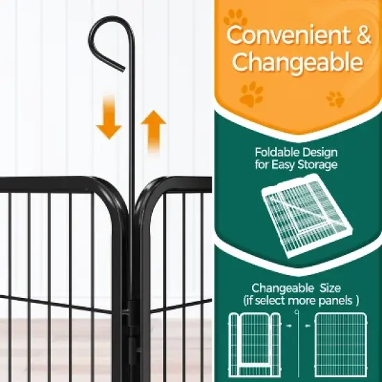 Yaheetech 8 Panels Metal Dog Playpen Outdoor Indoor Fence, Black image {6}