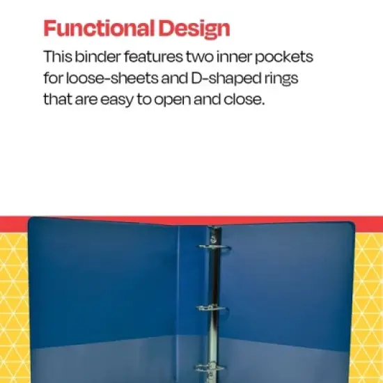 School Smart D Ring Binder, Polypropylene, 3 Inches, Blue image {5}