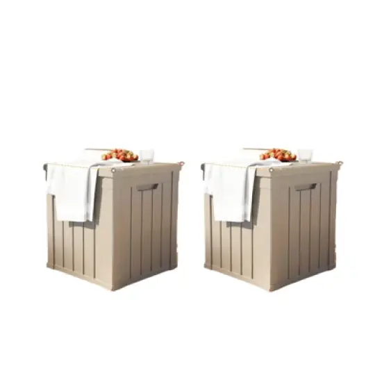 DSVIMOY Deck Boxes, 2-Piece 45 Gal Outdoor Storage Deck Box, Small Patio Storage Bin for Garden Tools image {7}