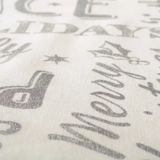 Design Imports  Christmas Silver Holiday Collage Printed Metallic Table Runner, Silver, 14X72" image {2}