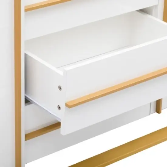 Contemporary 59" Sideboard with Large Storage and Gold Metal Legs - ModernLuxe image {9}