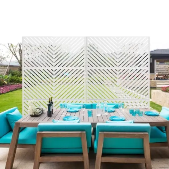 PexFix 72 in. x 47 in. Outdoor Metal Privacy Screen Garden Fence in Arrows Pattern in White image {3}