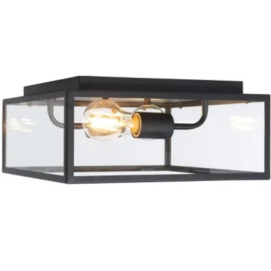 Rinnah 12" Outdoor Flush Mount - PLT7034 - Black - Safavieh image {1}