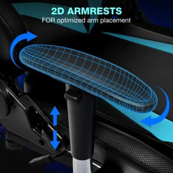 Hoffree Massage Reclining Gaming Chair Ergonomic Office PC Chair with Bluetooth Speaker & RGB Light image {6}