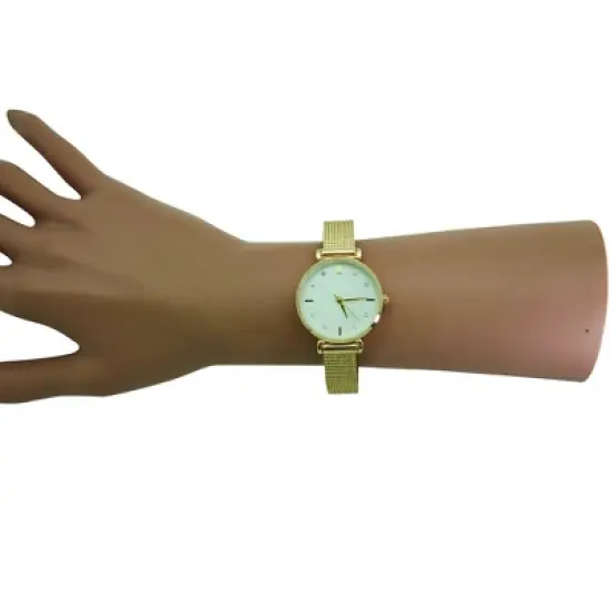 Olivia Pratt Every Day Textured and Rhinestone Metal Bangle Watch image {2}