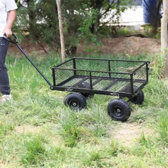 UBSSO Heavy-Duty Steel Mesh Garden Cart, All-Terrain Utility Wagon for Hauling, TC1840BKG image {4}