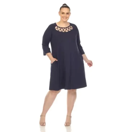 Plus Size Criss Cross Neckline Swing Dress image {12}