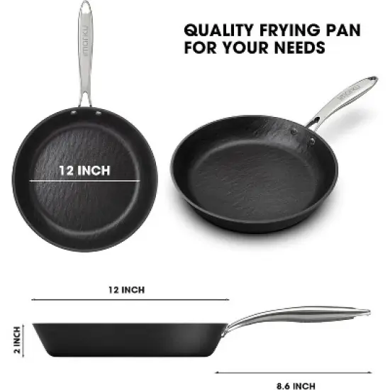 imarku Professional Cooking Utensil , 12 Inch Nonstick Cast Iron pan, Frying Pizza Pan,Steak Pan, Ergonomic grip, PFOA-Free Coating, Dishwasher Safe image {7}