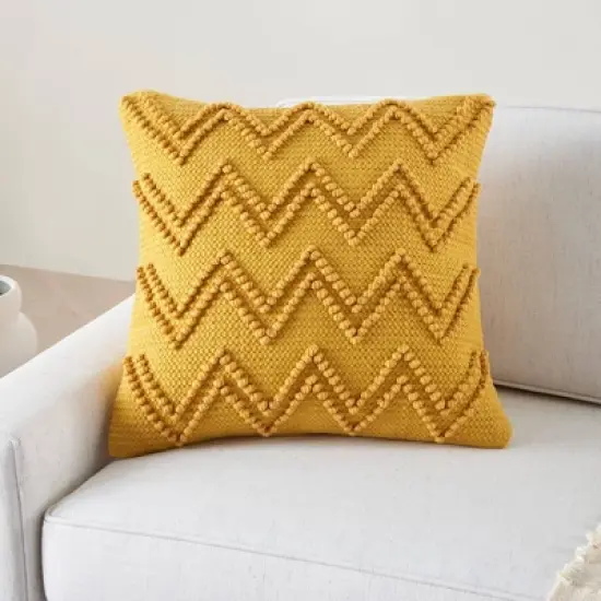 18"x18" Life Styles Chevron Loops Square Throw Pillow Yellow - Mina Victory image {3}