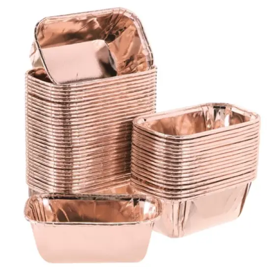 Unique Bargains Greaseproof Single-sided Aluminum Foil Cupcake Liners for Party 50 Pcs image {8}