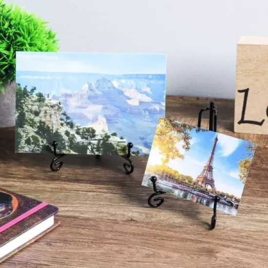 Juvale 4 Pack Black Metal Tabletop Folding Easel, Iron Display Stand Holder for Desk, Picture, Plate, Decor, Wedding, Party, 5 in image {2}