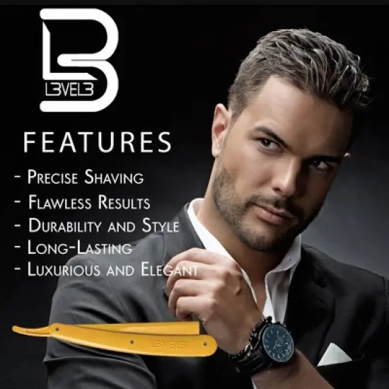 L3 - Level 3 Straight Razor Holder - Excellent Grip and Control - Precision Shaving Control - Level Three Straight Razor Holder (Yellow) image {4}