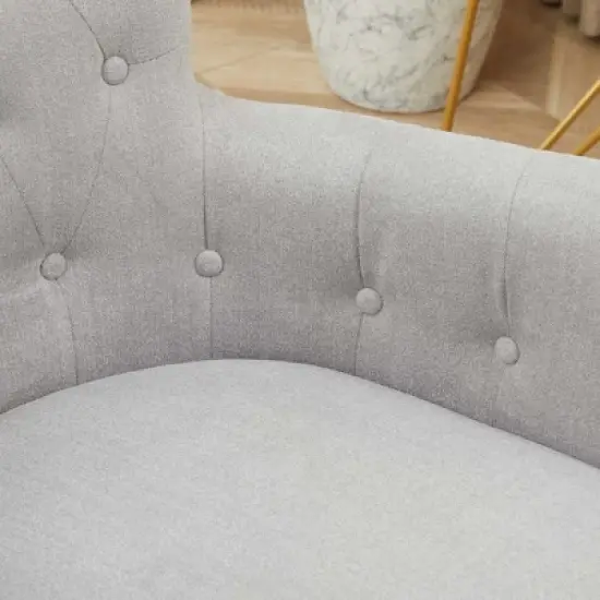 HOMCOM Mid Back Modern Home Office Chair with Tufted Button Design and Padded Armrests, Swivel Computer Desk Chair for Study Living Room Bedroom image {4}