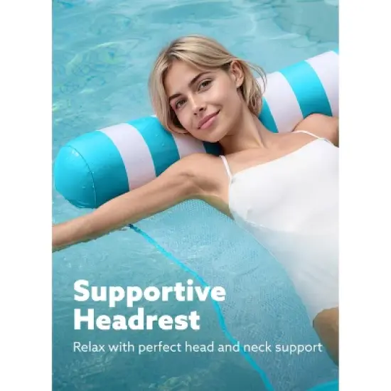 Joyfy Hammock Pool Floats Adult, 2 Packs 4-in-1 Versatile Beach Lake Inflatable Floats Lounger, Poolside Relaxation PVC Water Hammock image {1}